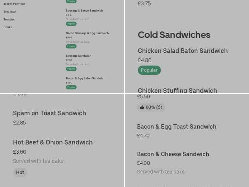 The Original Sandwich Bar Menu