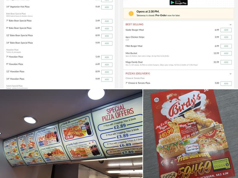 Birdy's Chicken & Pizza Menu