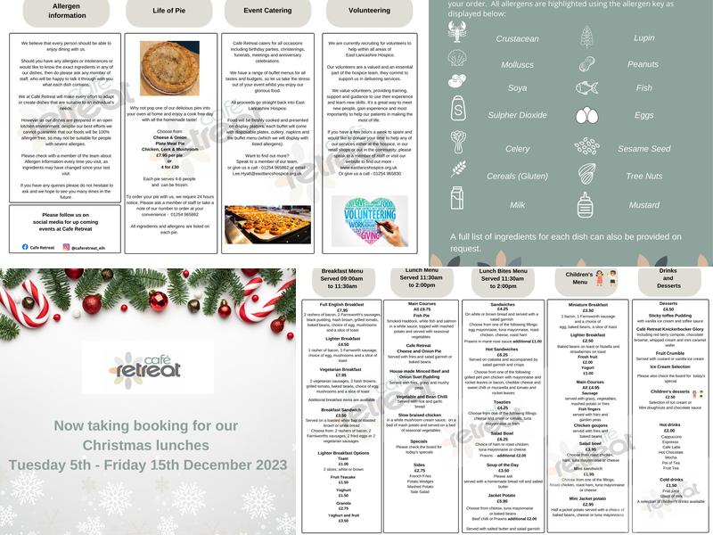 Café Retreat Blackburn Menu