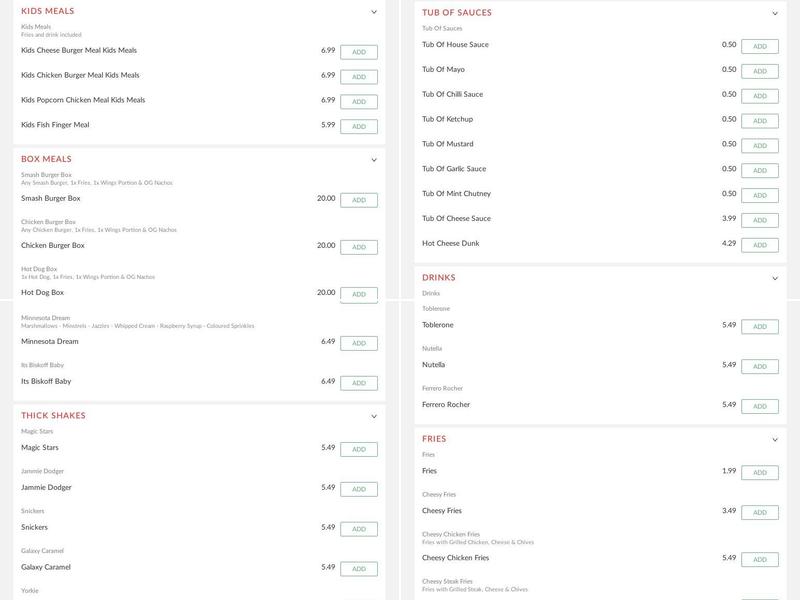 Shakey's Burgers Menu