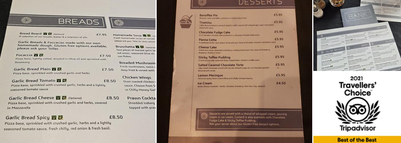 The Bank Bar & Grill Menu