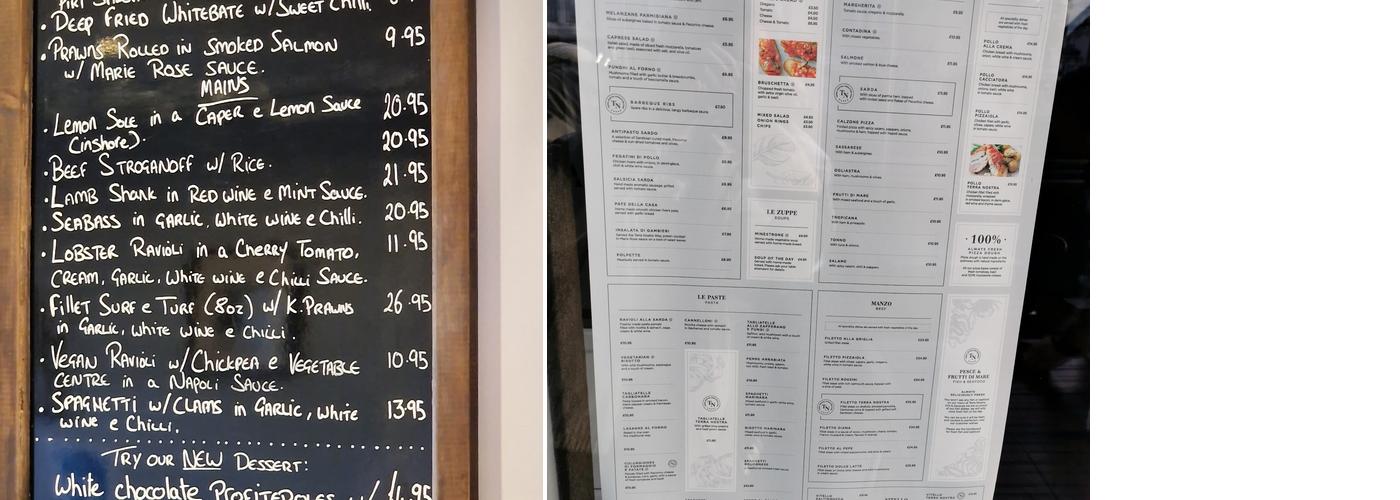 Terra Nostra Restaurant Menu