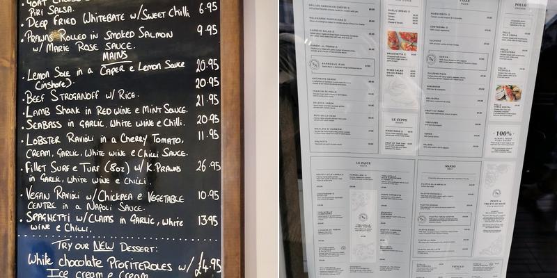 Terra Nostra Restaurant Menu