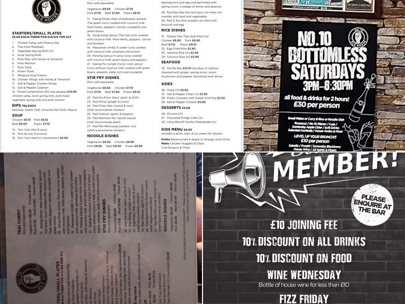 No 10 • Ale House & Kitchen • Blackpool Menu
