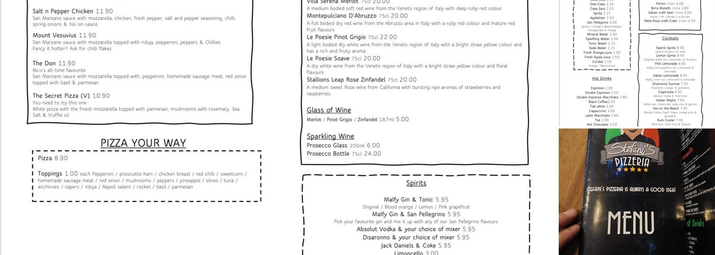 Stefani's Pizzeria Menu