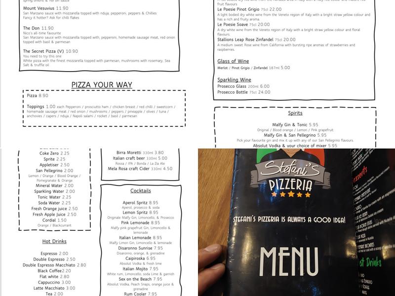 Stefani's Pizzeria Menu
