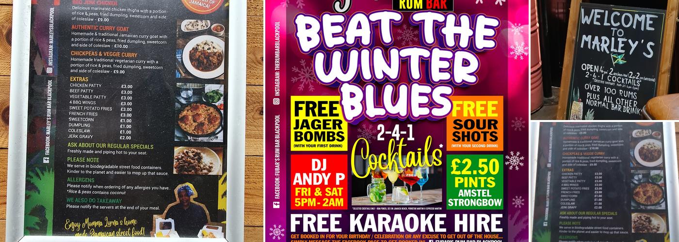 Fubar's Rum Bar Menu