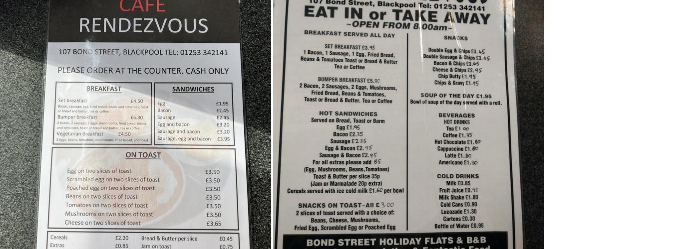 CAFÉ RENDEZVOUS Menu