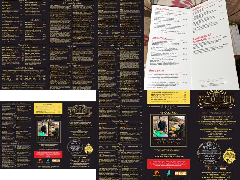 Zest Of India Menu