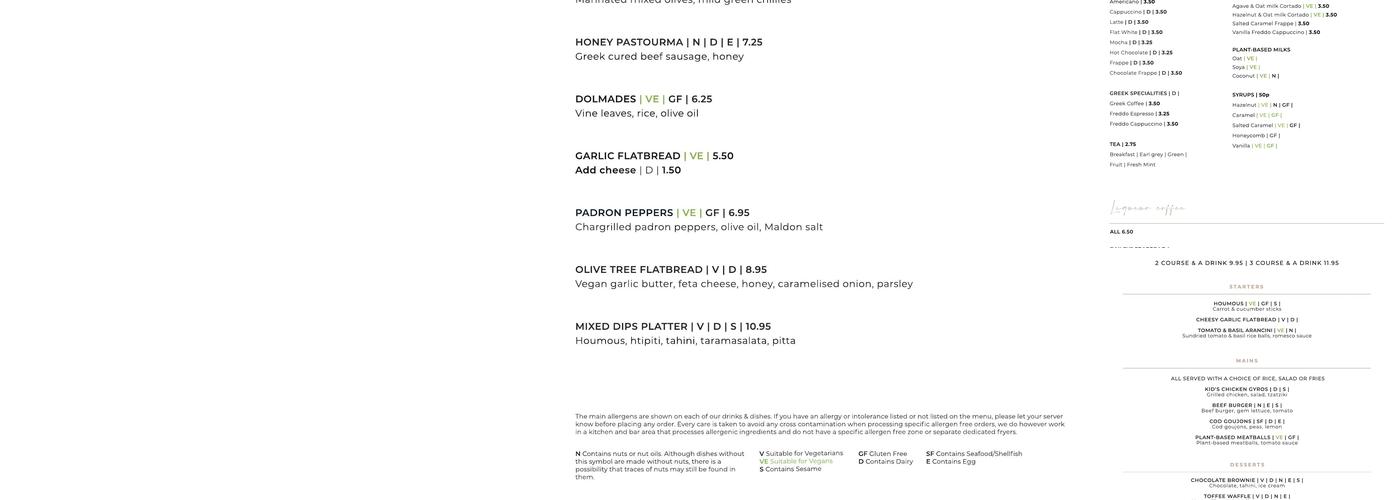 Olive Tree Brasserie Lytham Menu