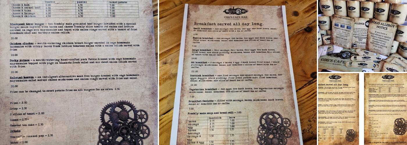Cog's Café Bar Menu