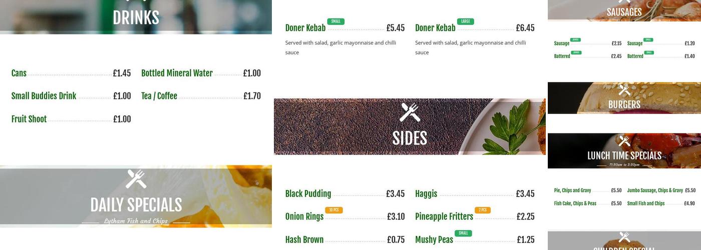 Lytham Fish & Chips Menu