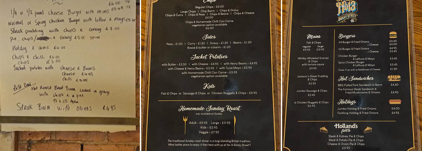 NO.13 BONNY STREET Menu