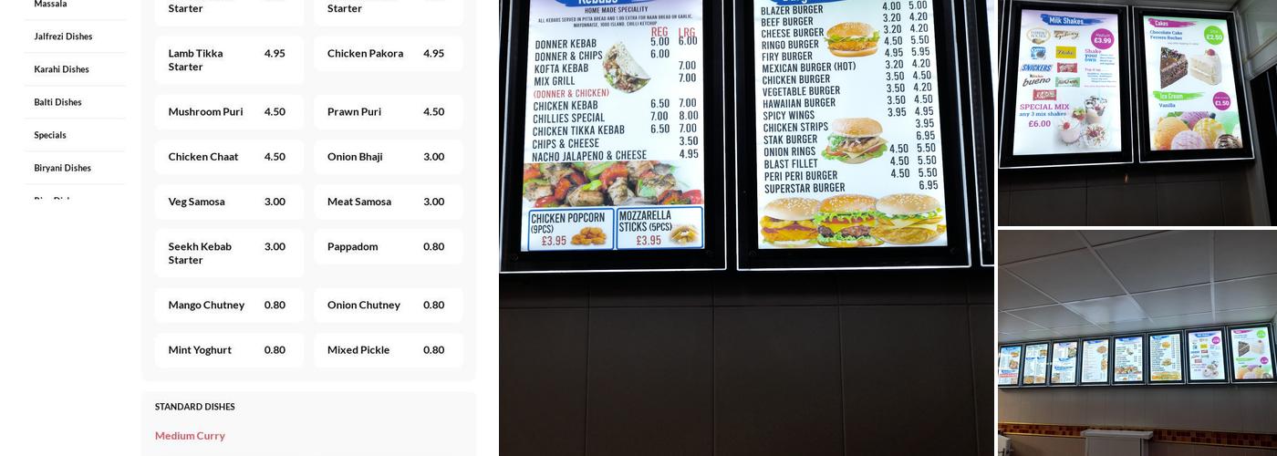 Tariqs Chilli Hut Menu