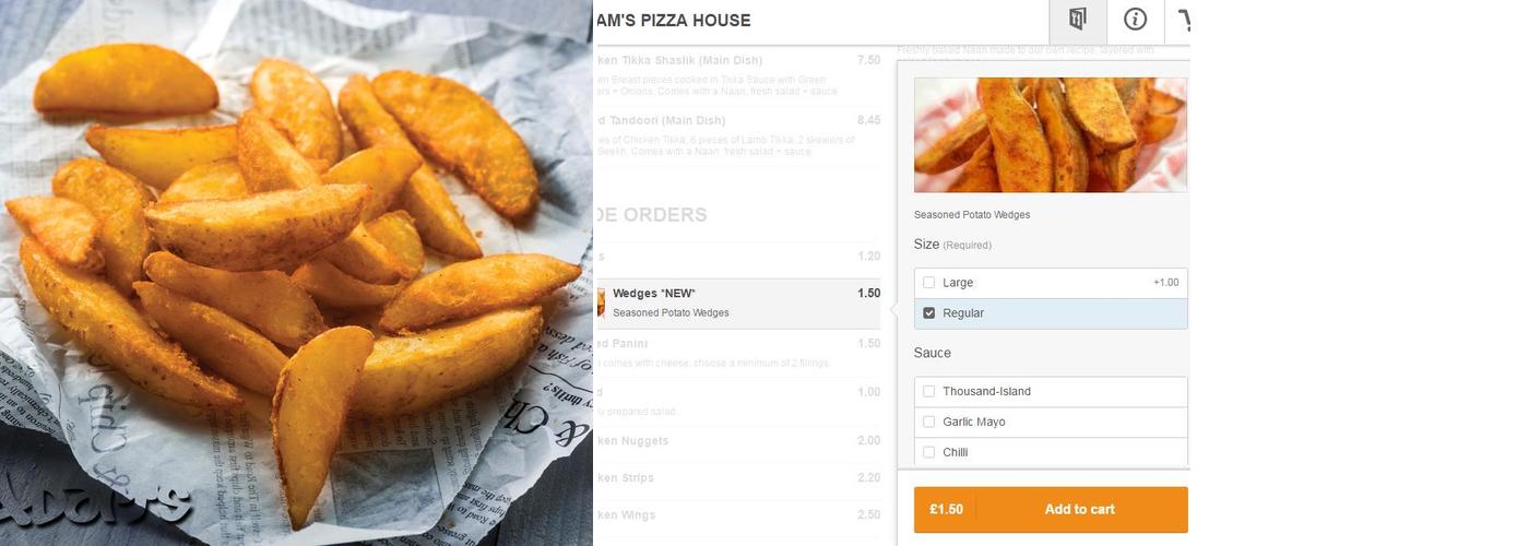 Adam’s Pizza House Menu