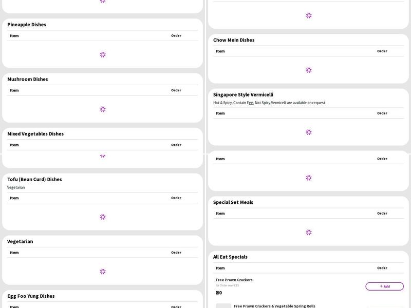 Yummy Open Kitchen Menu