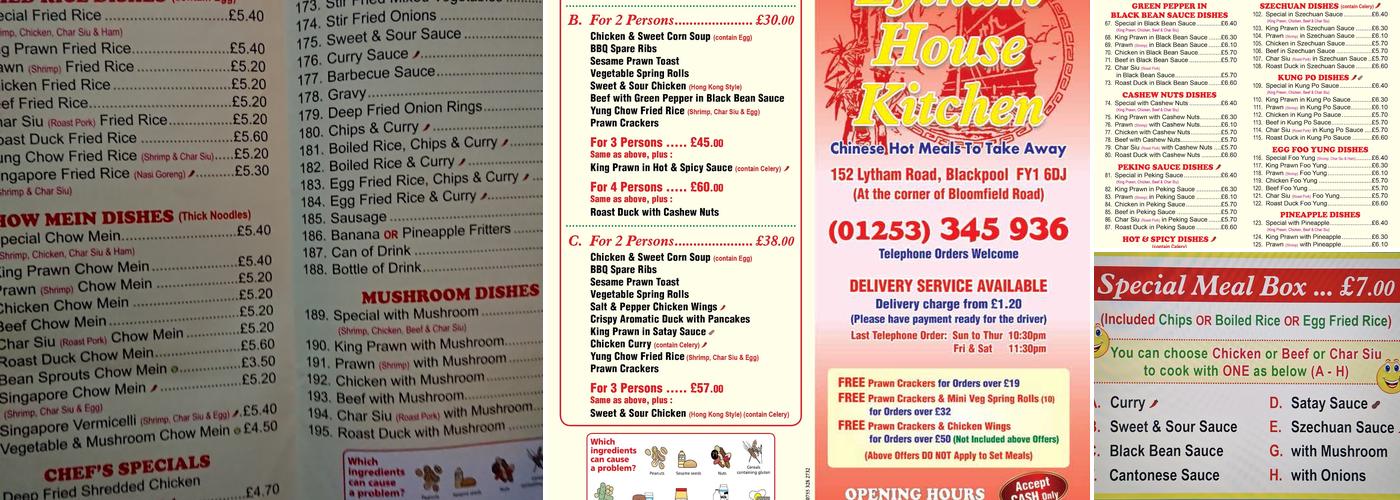 Lytham House Kitchen Menu