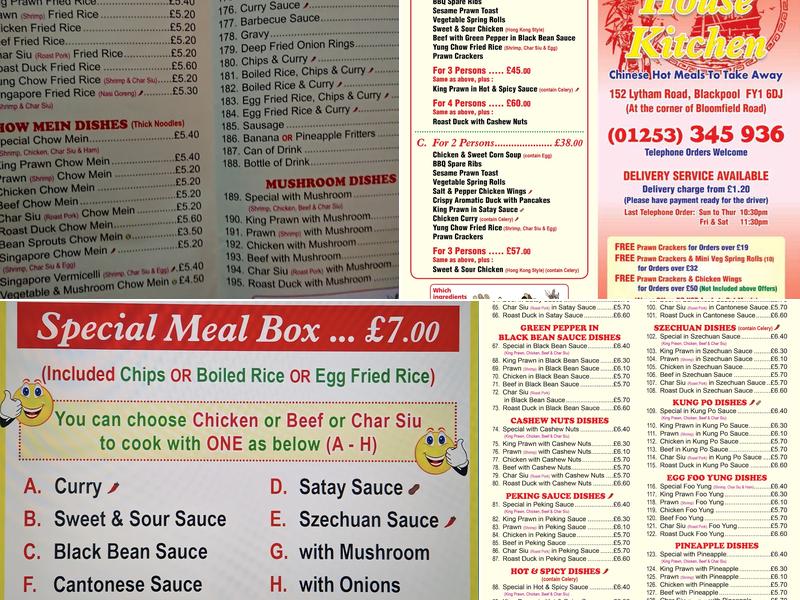 Lytham House Kitchen Menu