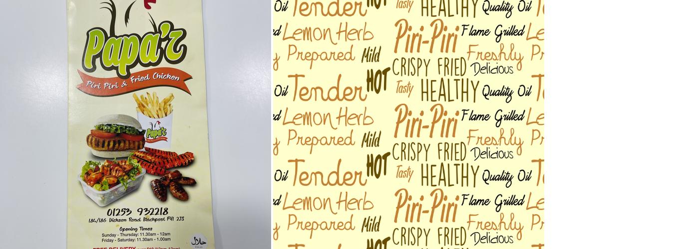 Papa'z piri piri and fried chicken Menu