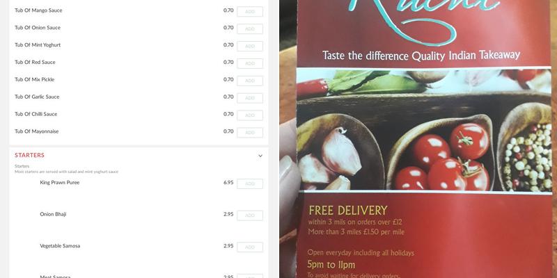 Ruchi Indian Takeaway Menu