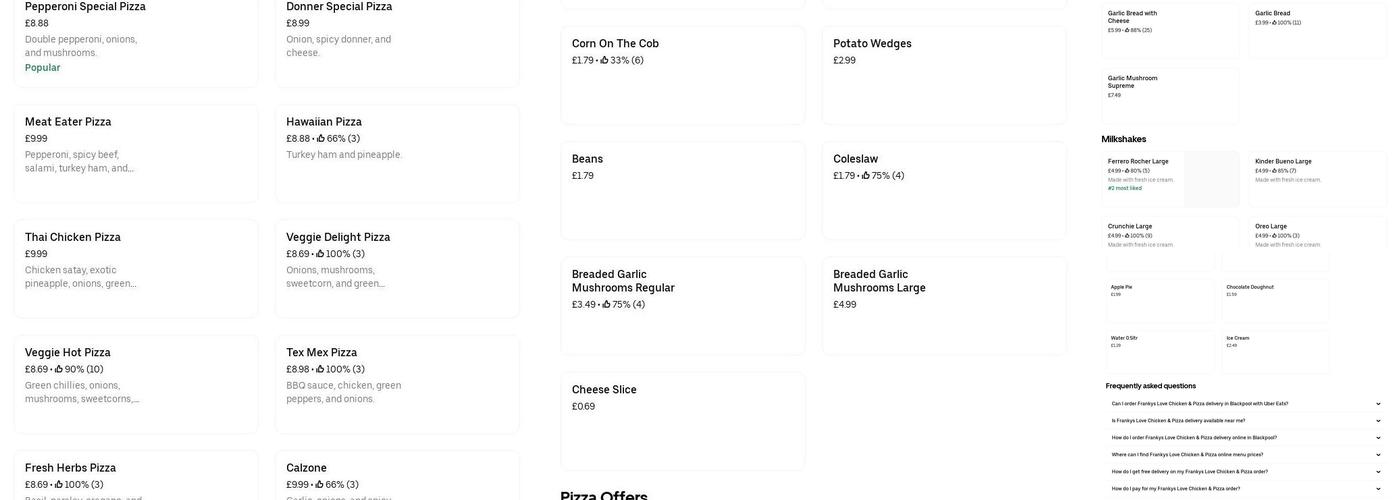 Franky's Love Chicken & Pizza Menu