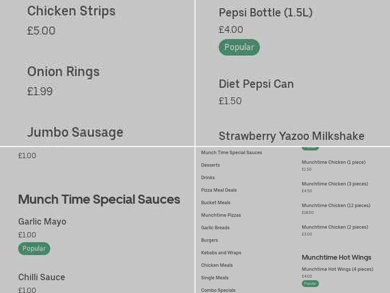 Urban Munchtime Menu