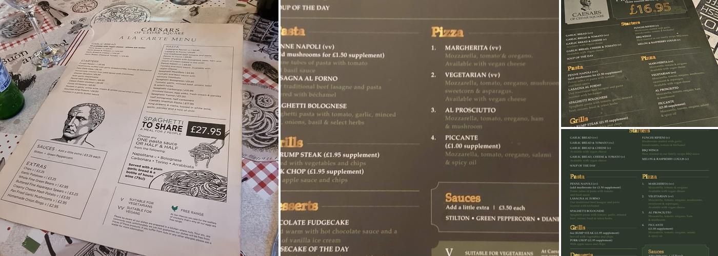 Caesar's Of Cedar Square Menu