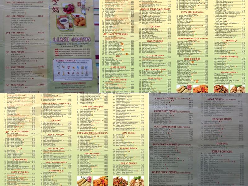 Golden Wok Menu