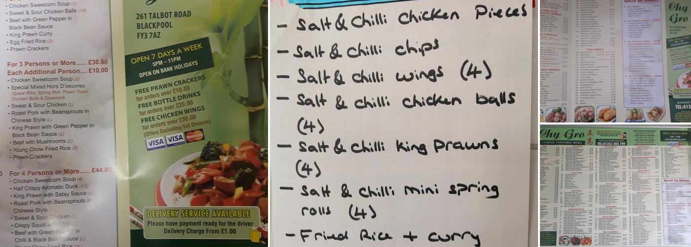 Chy Gro Chinese Menu