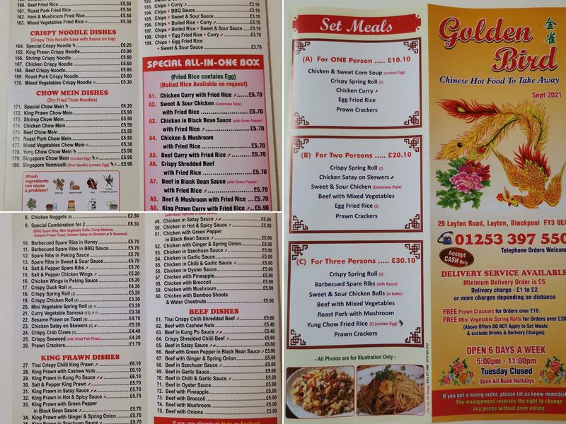 Golden Bird Menu