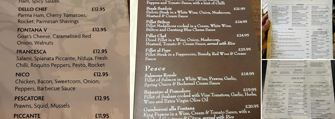 La Fontana Ristorante Italiano Menu