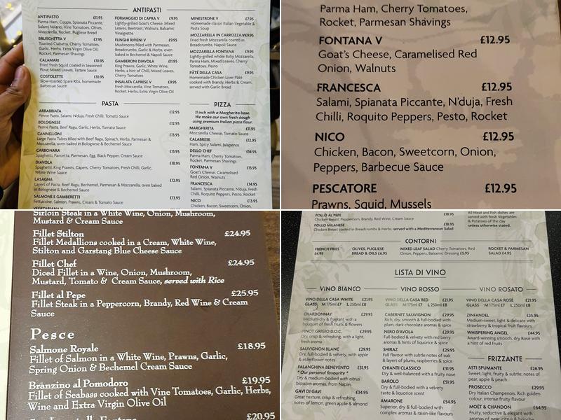 La Fontana Ristorante Italiano Menu