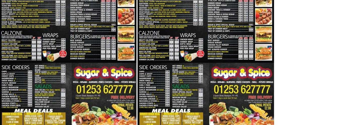 Sugar and Spice Menu