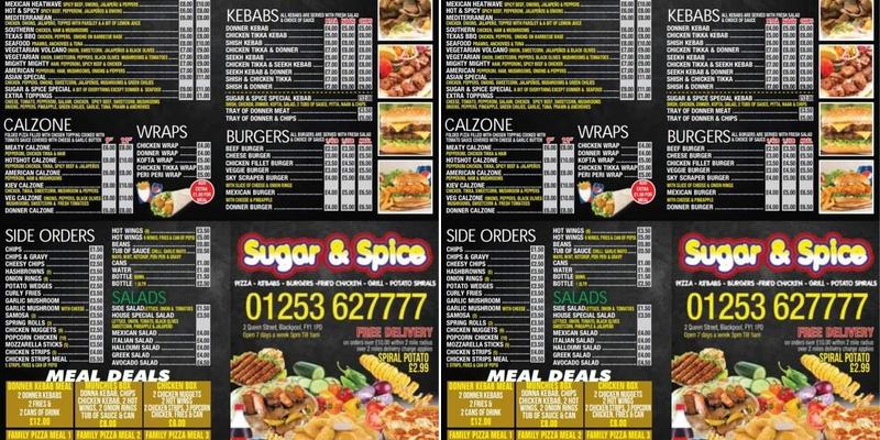 Sugar and Spice Menu