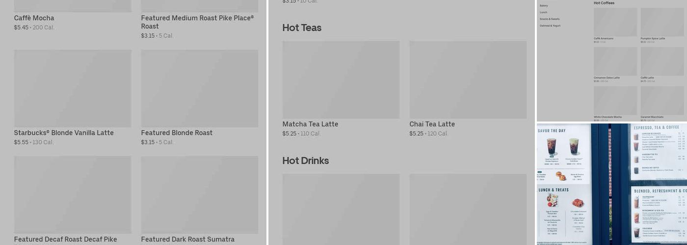 Starbucks Coffee Company Menu