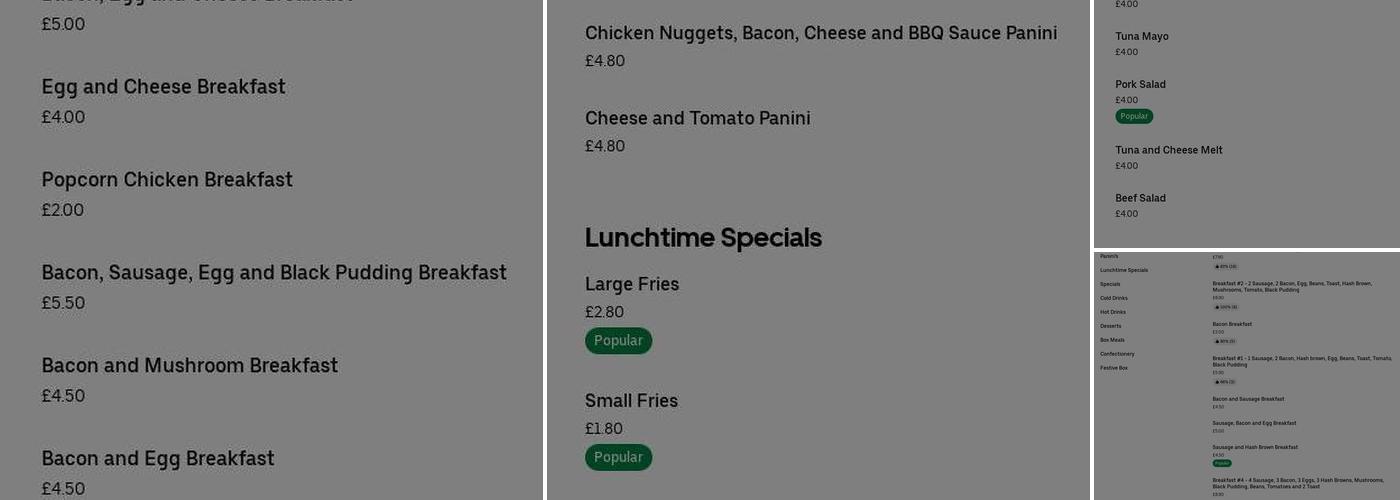 Pengam Tuck Shop Menu