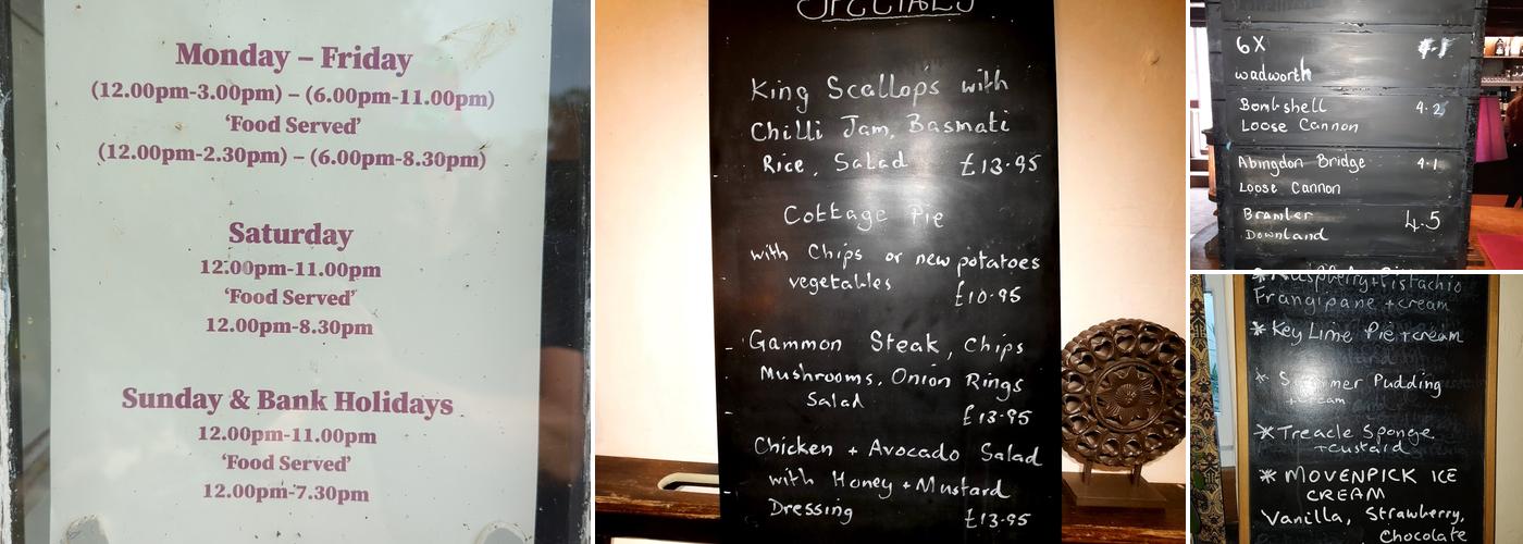 Lions Of Bledlow Menu