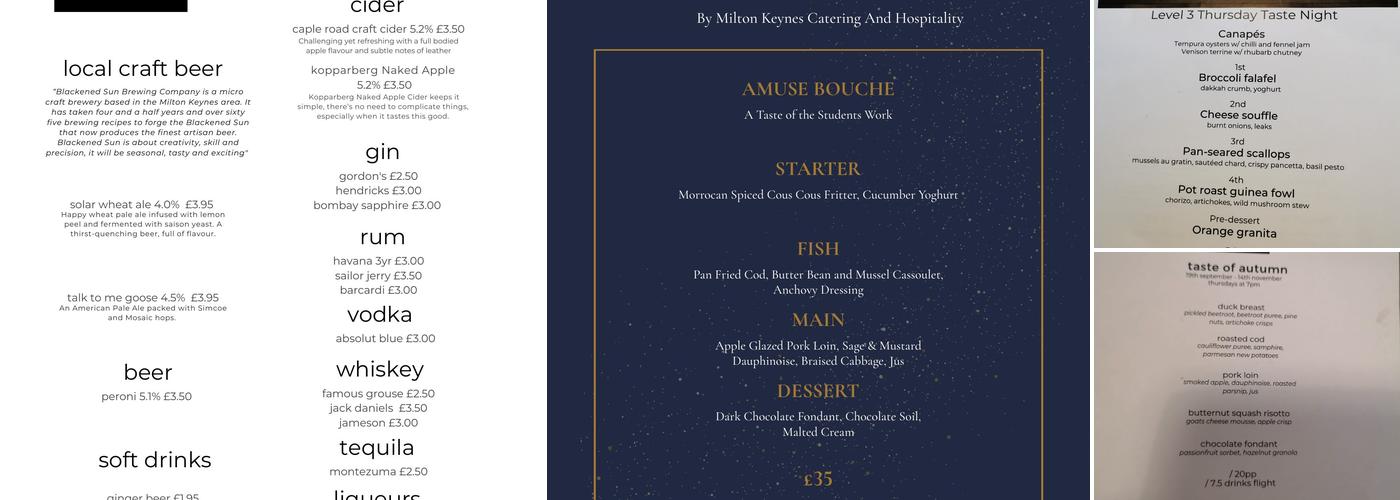 The Brasserie at Milton Keynes College Menu