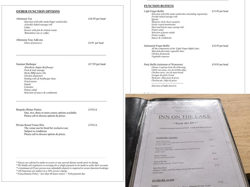 The Inn on the Lake Menu