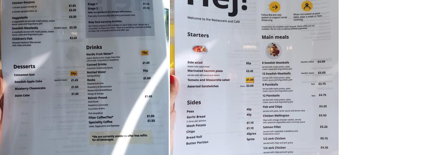 IKEA Restaurant Menu