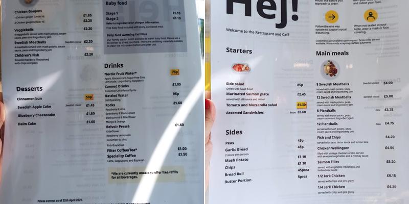IKEA Restaurant Menu