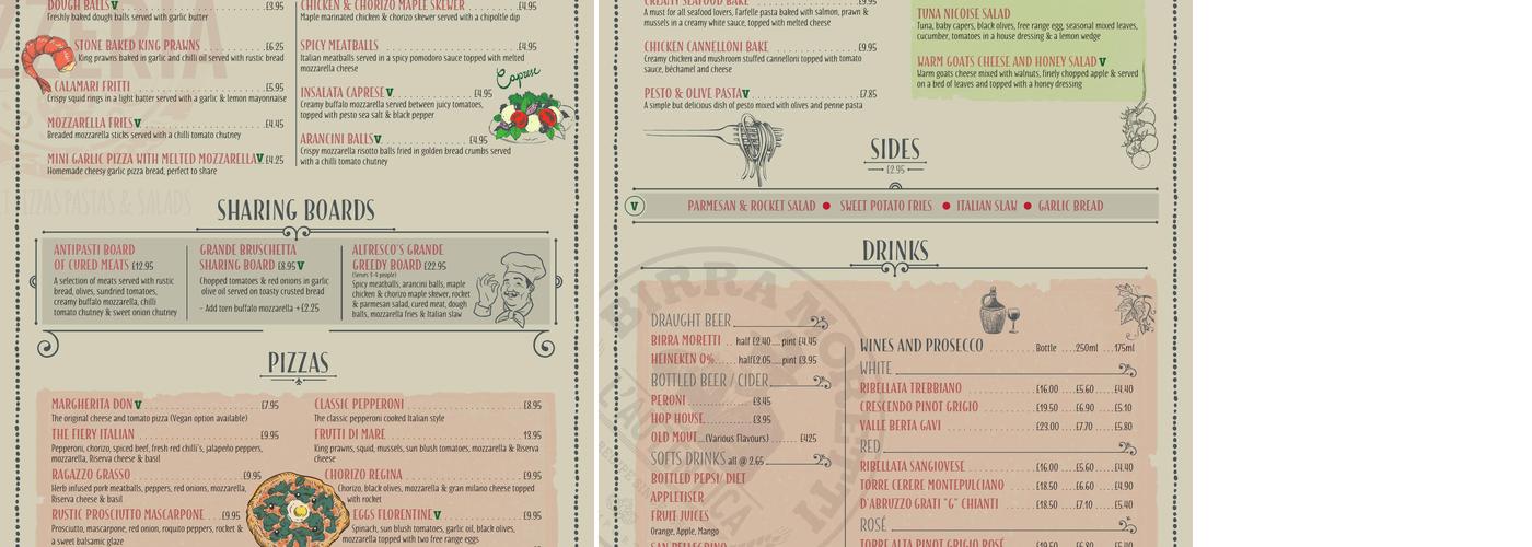 Pizzeria Al fresco Menu