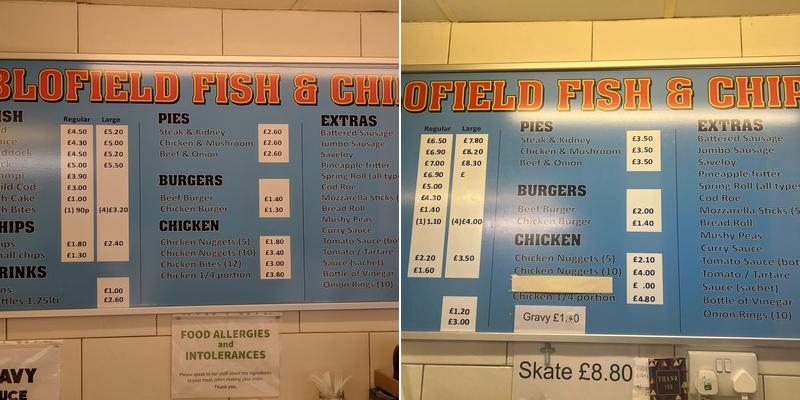 Blofield Fish & Chip Shop Menu
