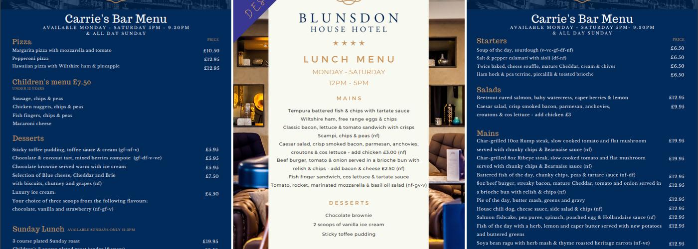Carrie’s Bar Menu