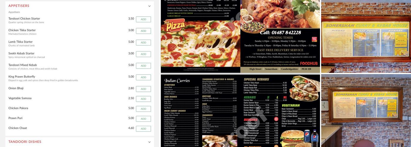 Somersham Curry Kebab Pizza Menu