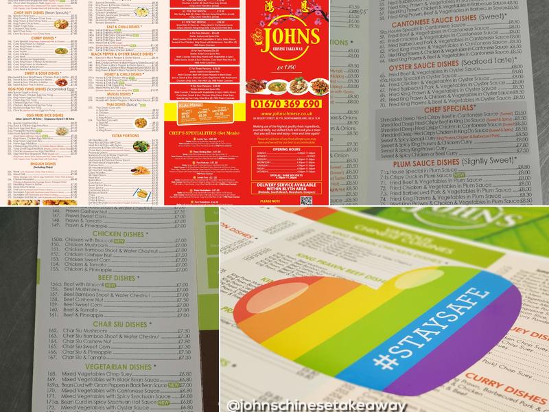 John's Chinese Take Away Menu