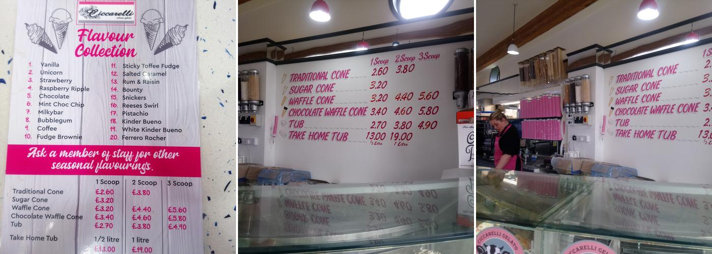 Ciccarelli Italian Gelato Menu