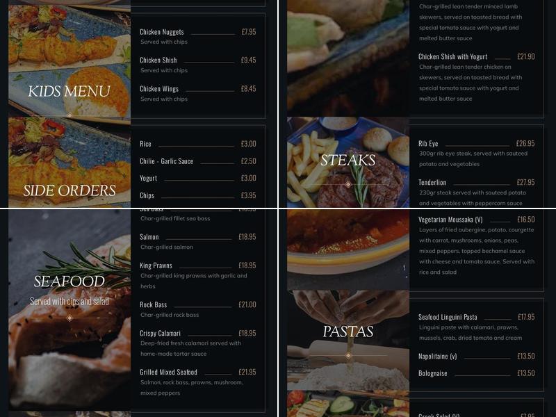 The Mezze Turkish Grill Bar &Restaurant Menu