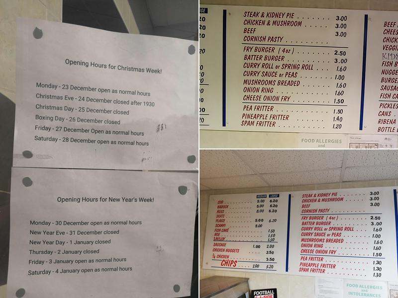 Felpham Fish & Chips Menu