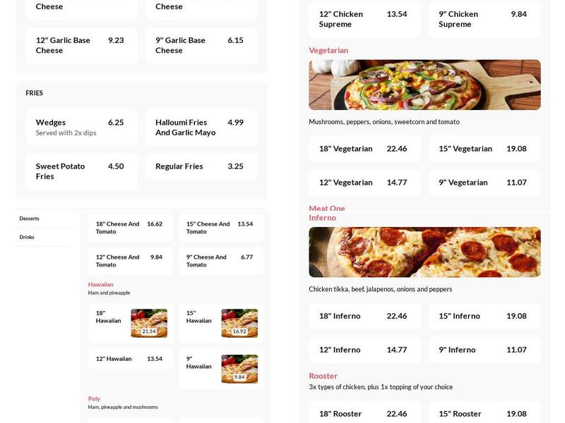 Pizza Base Menu